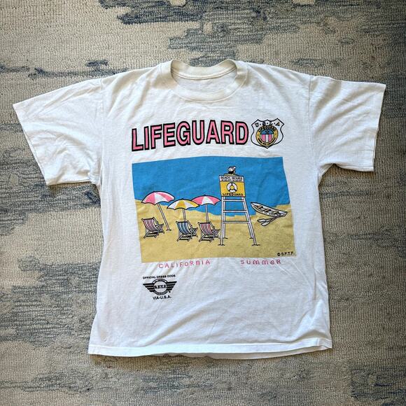 Vintage 1970s Lifeguard T-Shirt Vtg Single Stitch - Picture 1 of 6